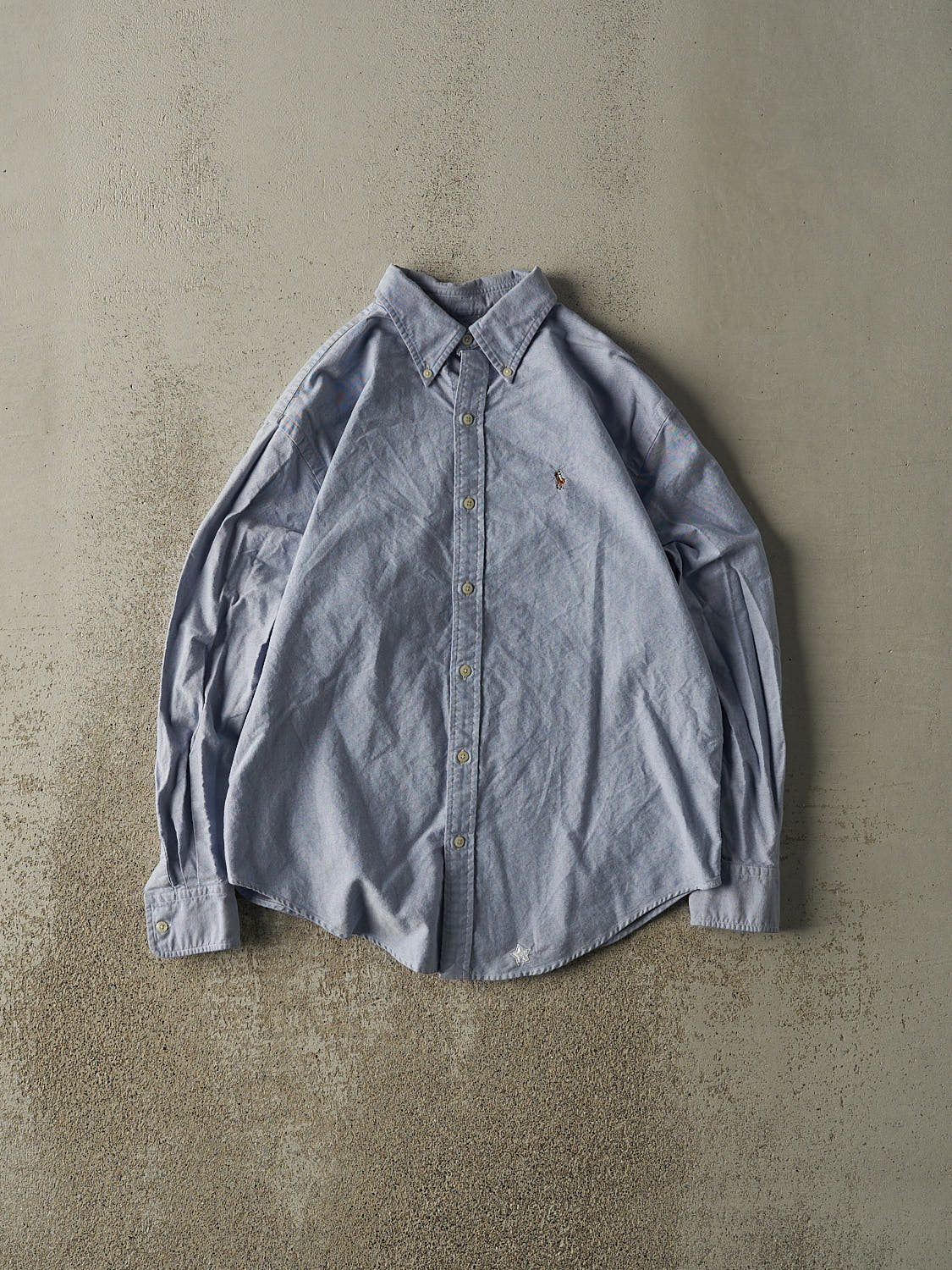 Vintage 90s Blue Polo Ralph Lauren Embroidered Button Up Long Sleeve (M/L)