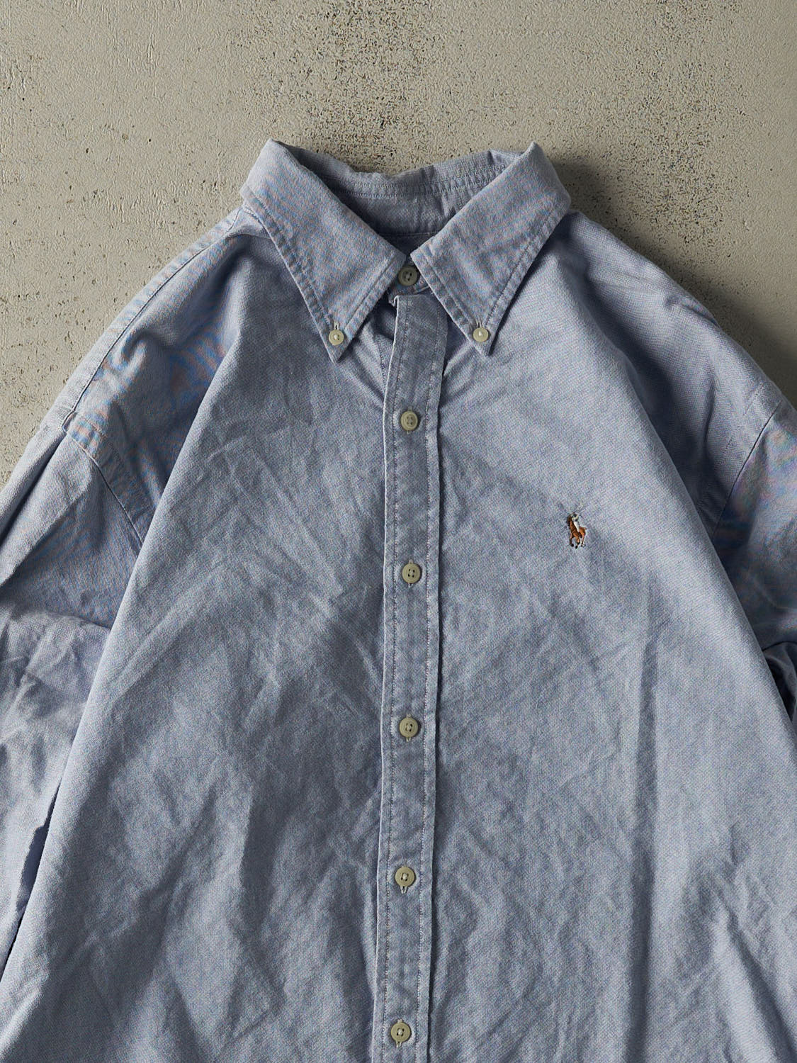 Vintage 90s Blue Polo Ralph Lauren Embroidered Button Up Long Sleeve (M/L)