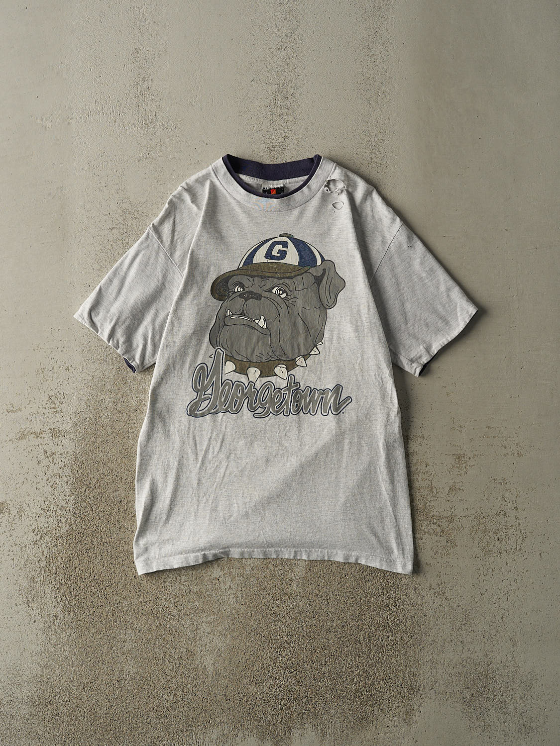 Vintage 90s Heather Grey Georgetown University Hoyas Tee (S/M)