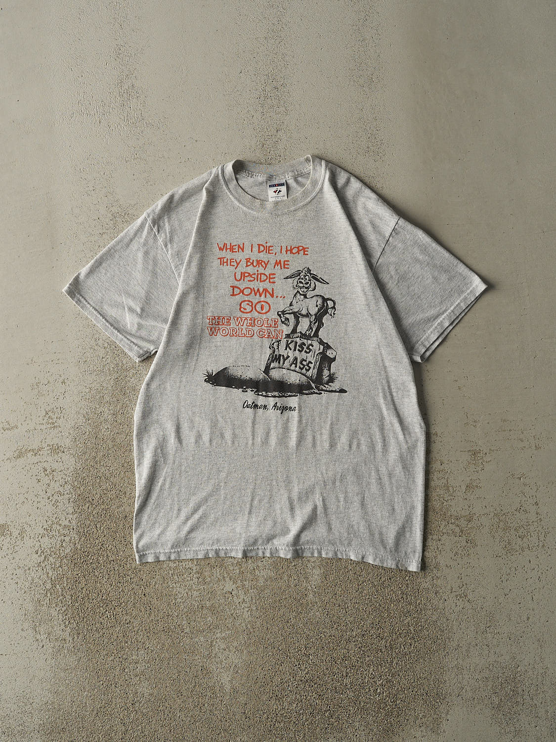 Vintage Y2K Heather Grey "Kiss My Ass" Slogan Tee (M/L)