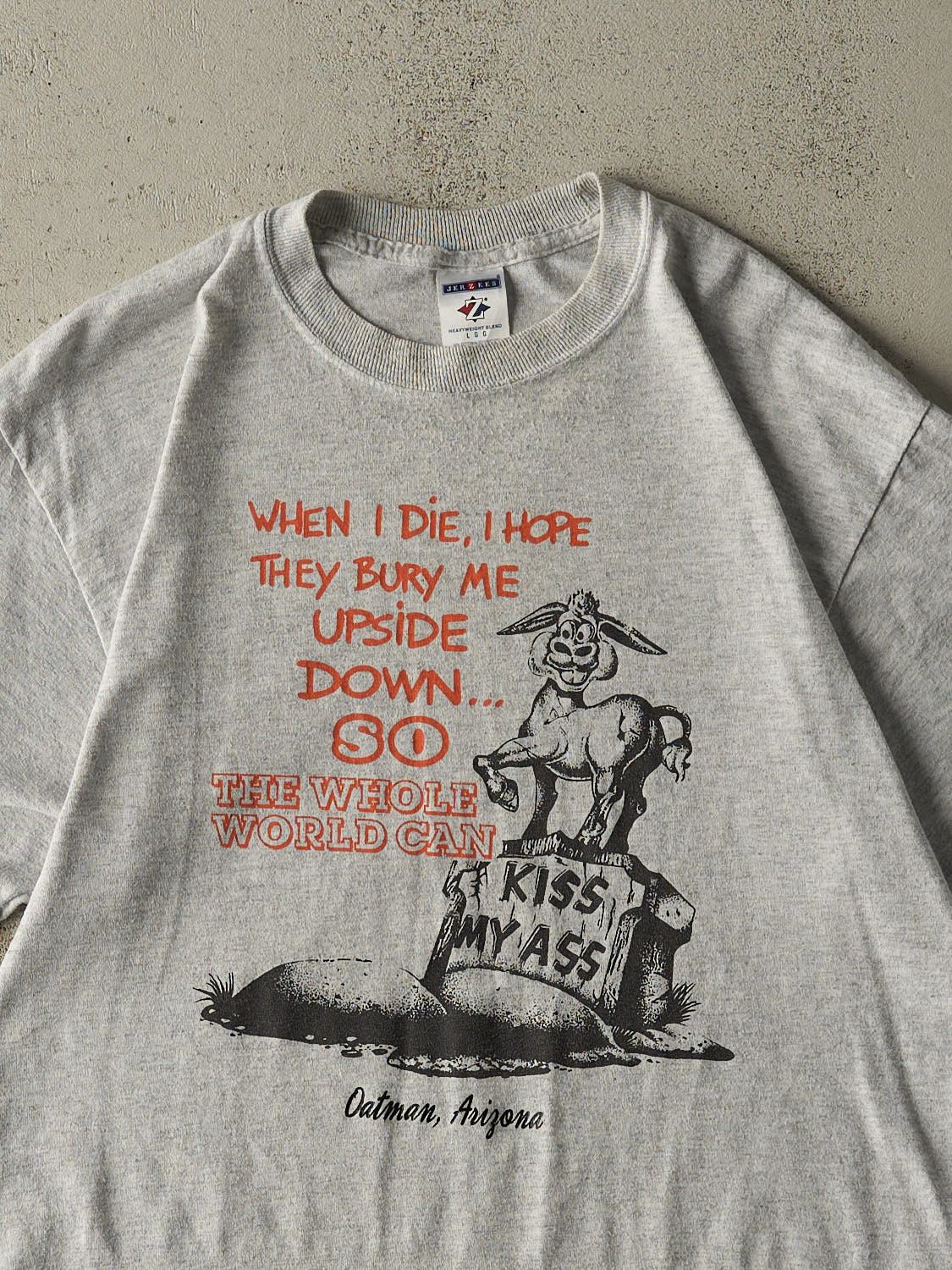 Vintage Y2K Heather Grey "Kiss My Ass" Slogan Tee (M/L)