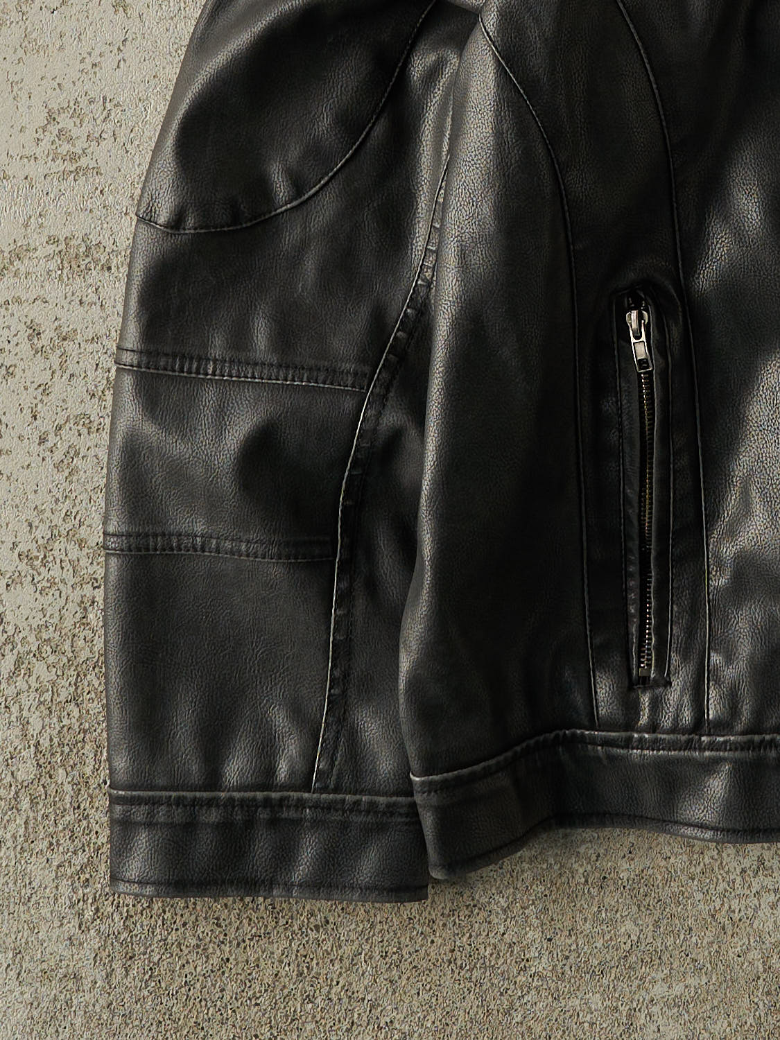 Vintage Y2K Black Leather Bomber Jacket (XL)