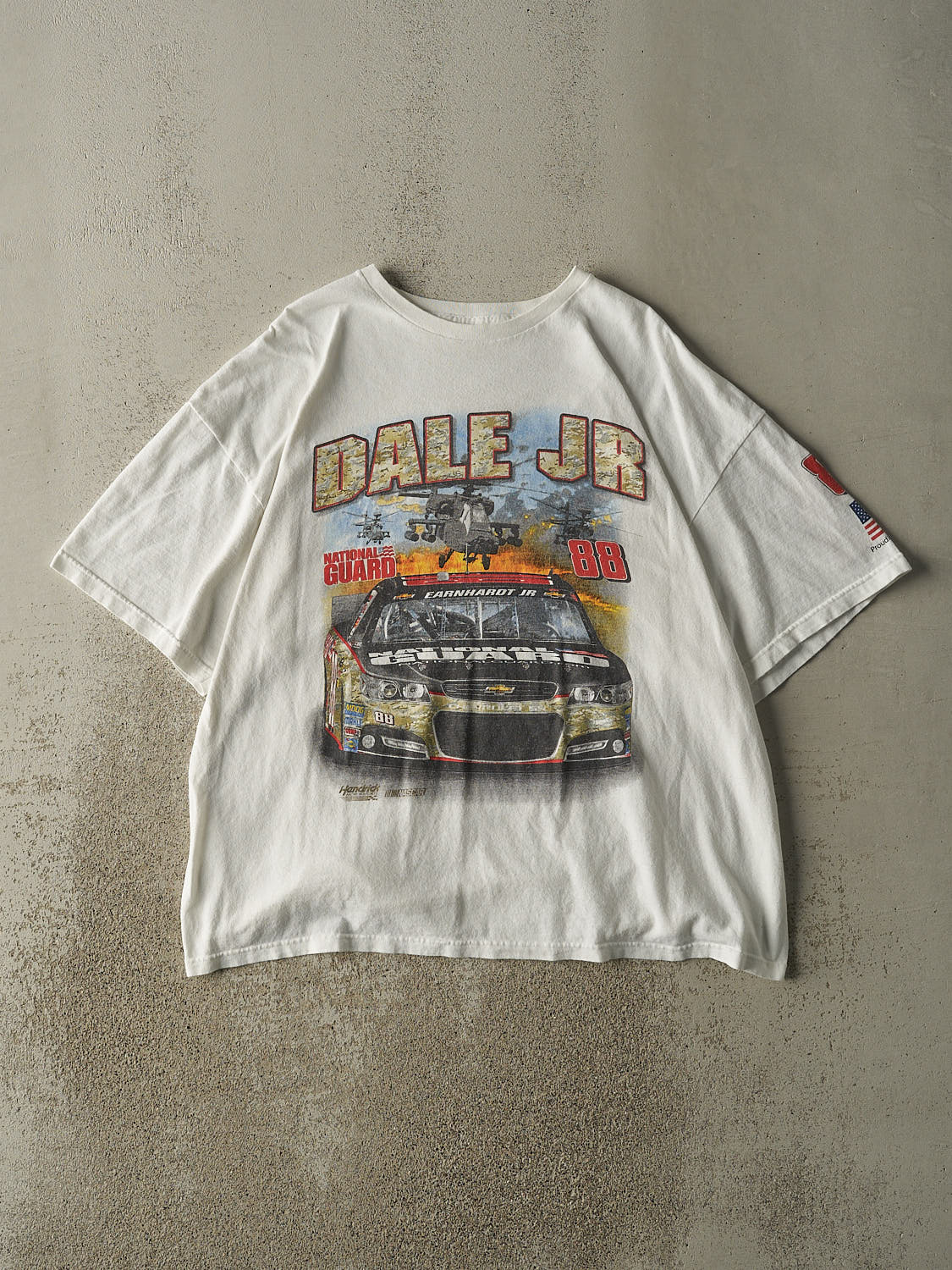 Vintage Y2K White Dale Eanrhardt Jr Nascar Racing Tee (XL/XXL)