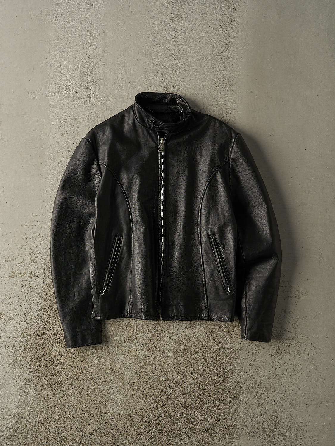Vintage 80s Black Leather Biker Jacket (S/M)