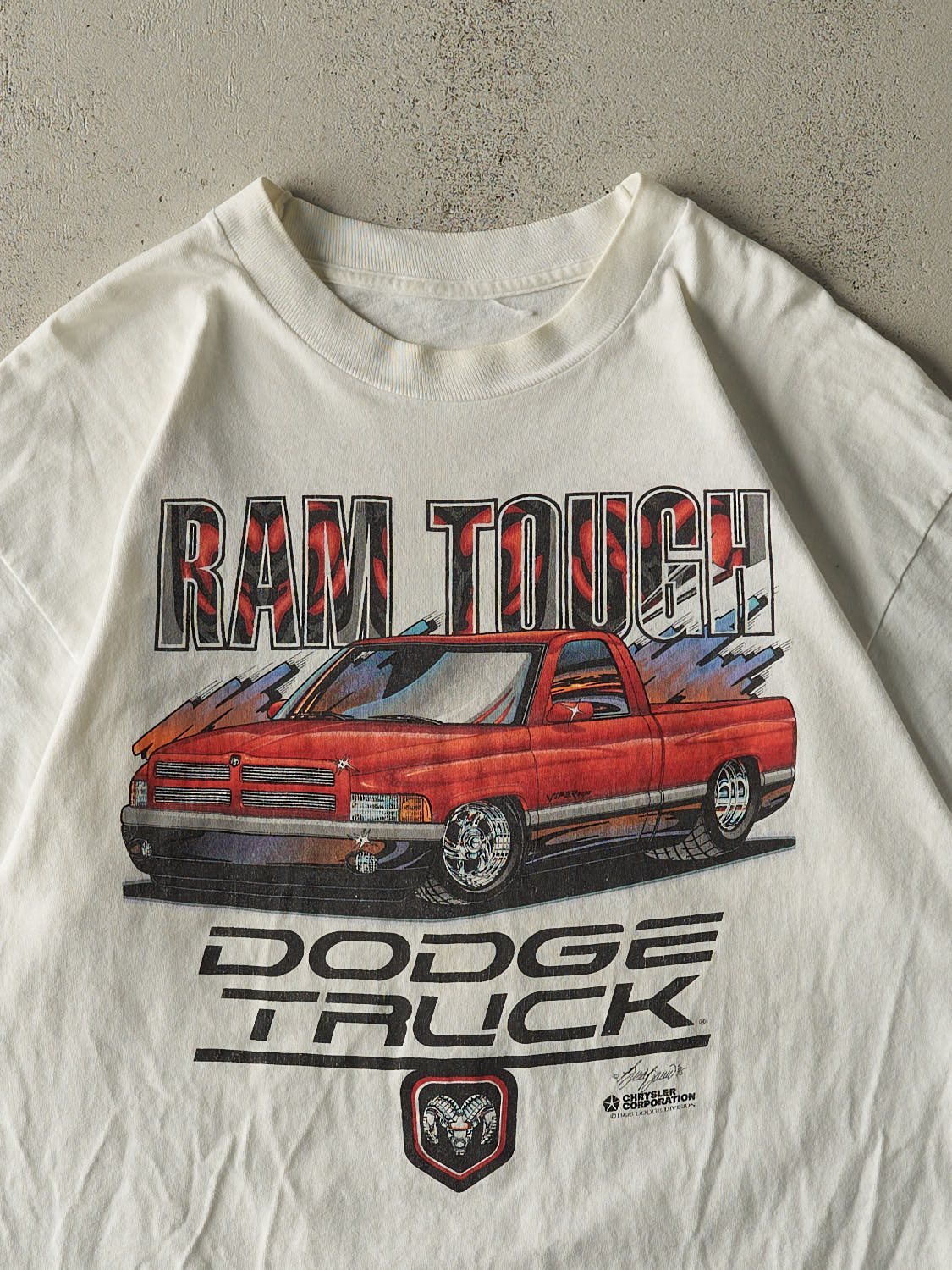 Vintage 95' White Dodge Ram Truck Single Stitch Tee (XL/XXL)