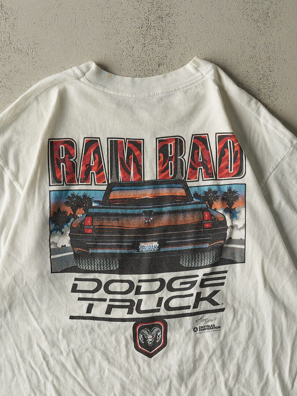Vintage 95' White Dodge Ram Truck Single Stitch Tee (XL/XXL)