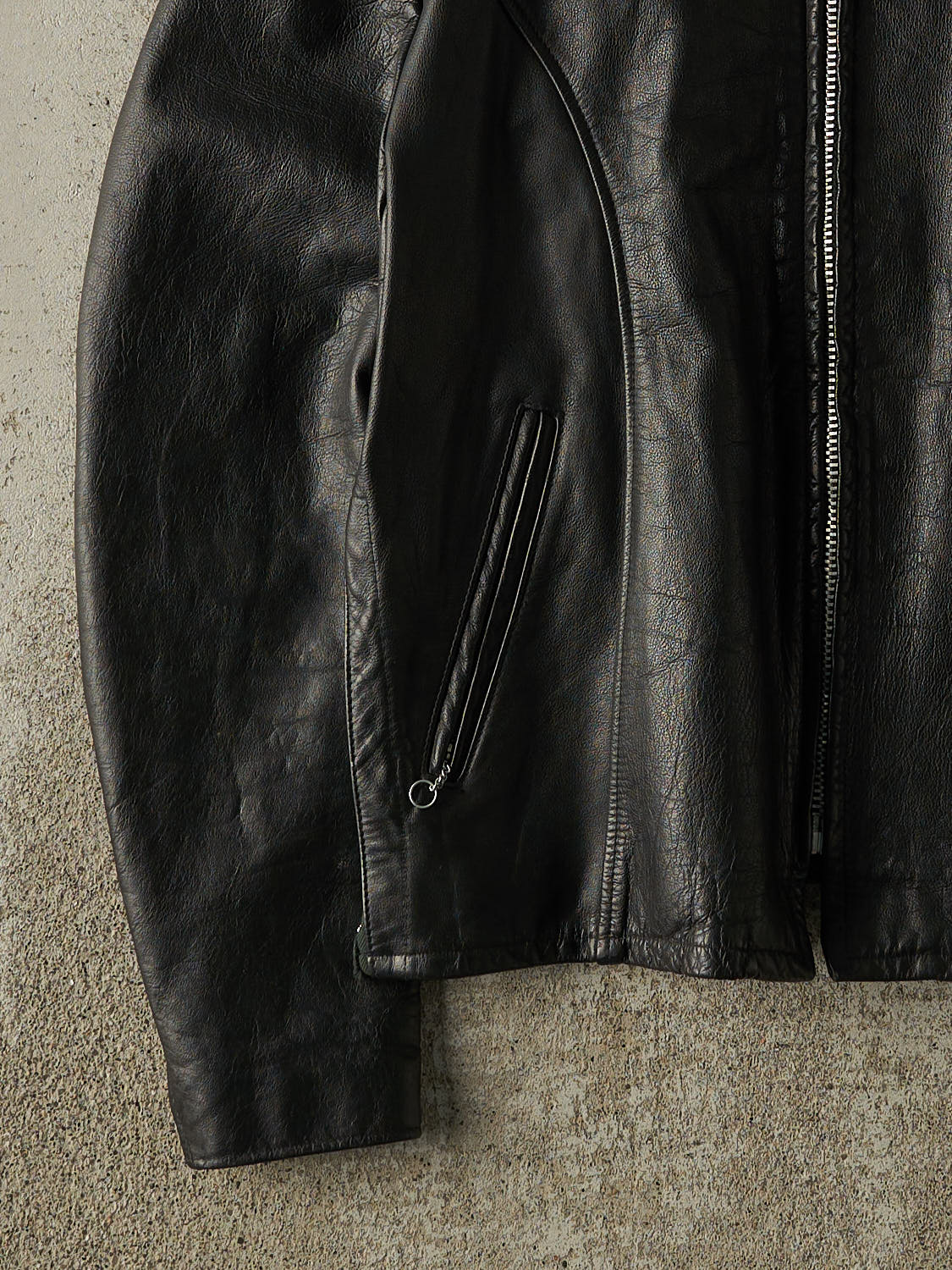 Vintage 80s Black Leather Biker Jacket (S/M)