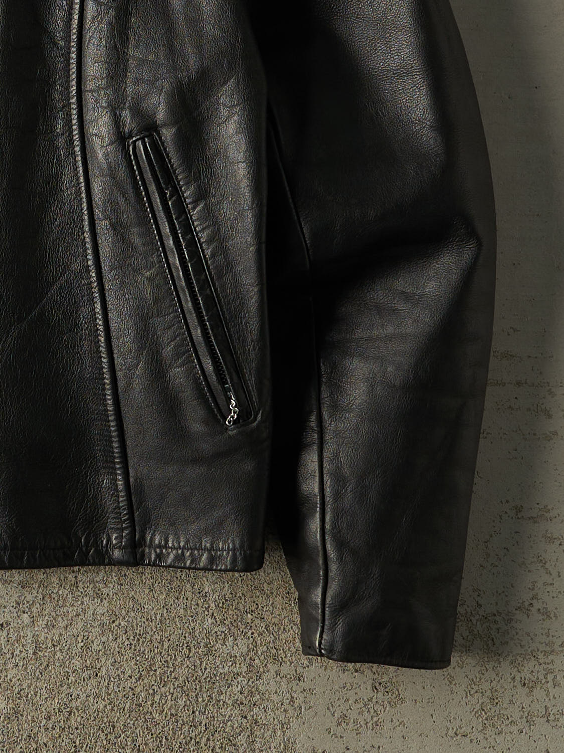 Vintage 80s Black Leather Biker Jacket (S/M)