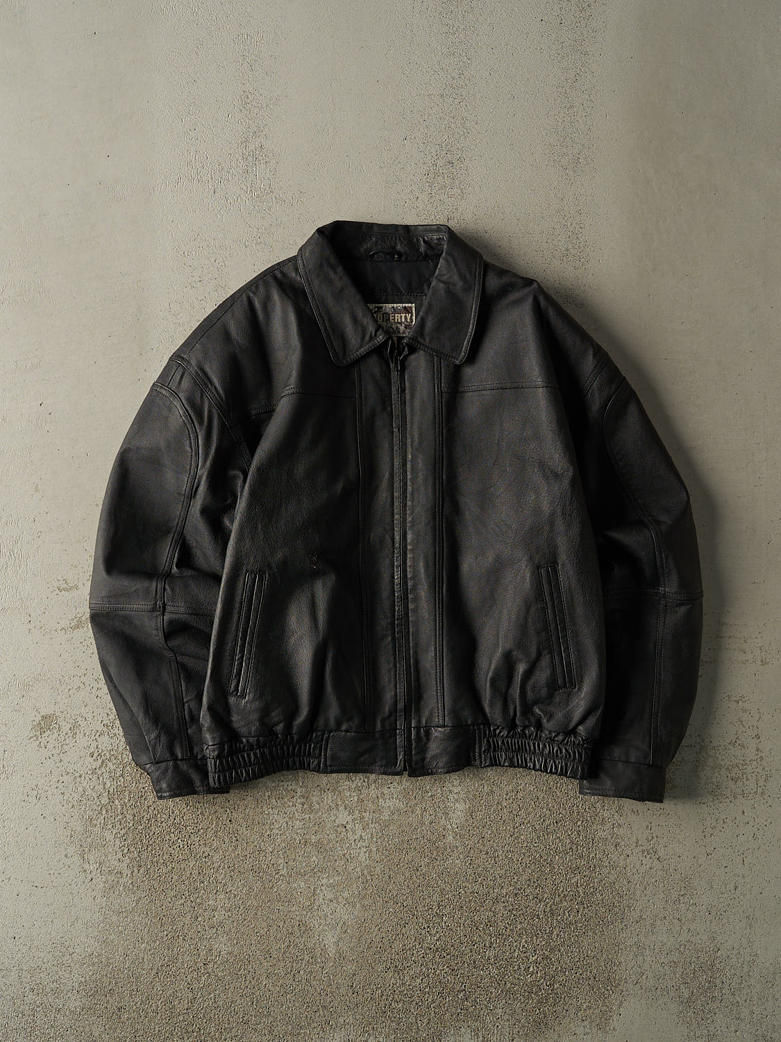 Vintage 90s Black Leather Bomber Jacket (L/XL)