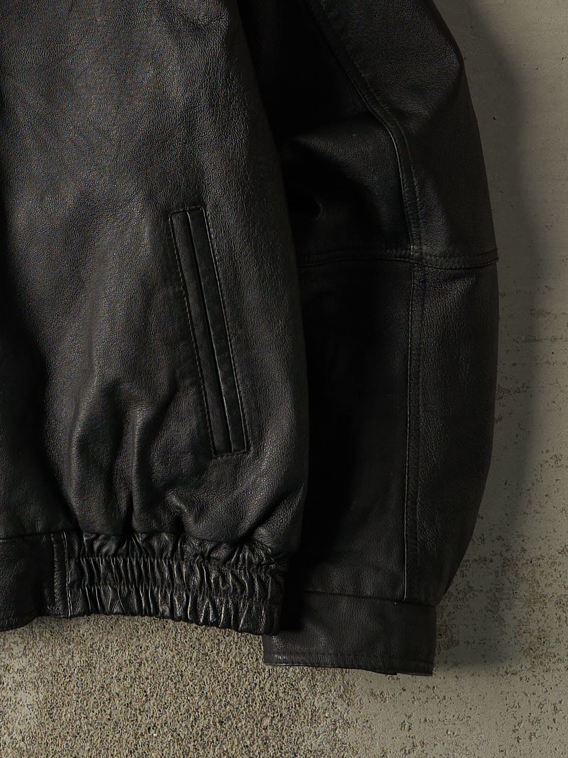 Vintage 90s Black Leather Bomber Jacket (L/XL)
