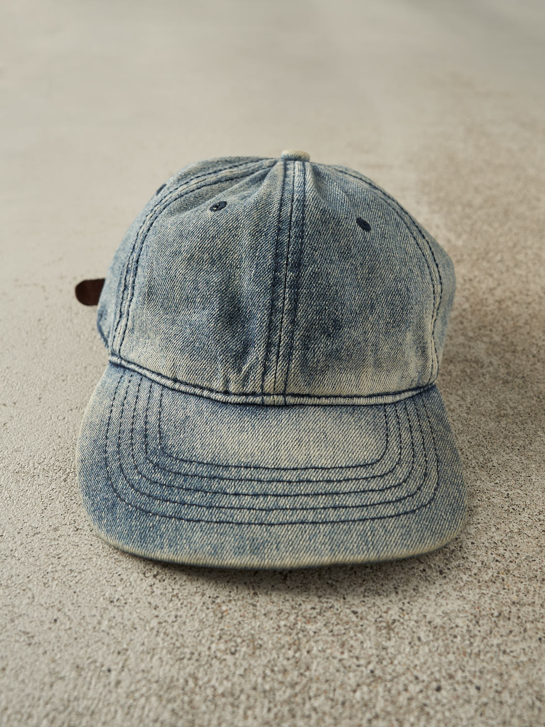 Vintage 90s Mid Wash Denim Leather Strapback (O/S)