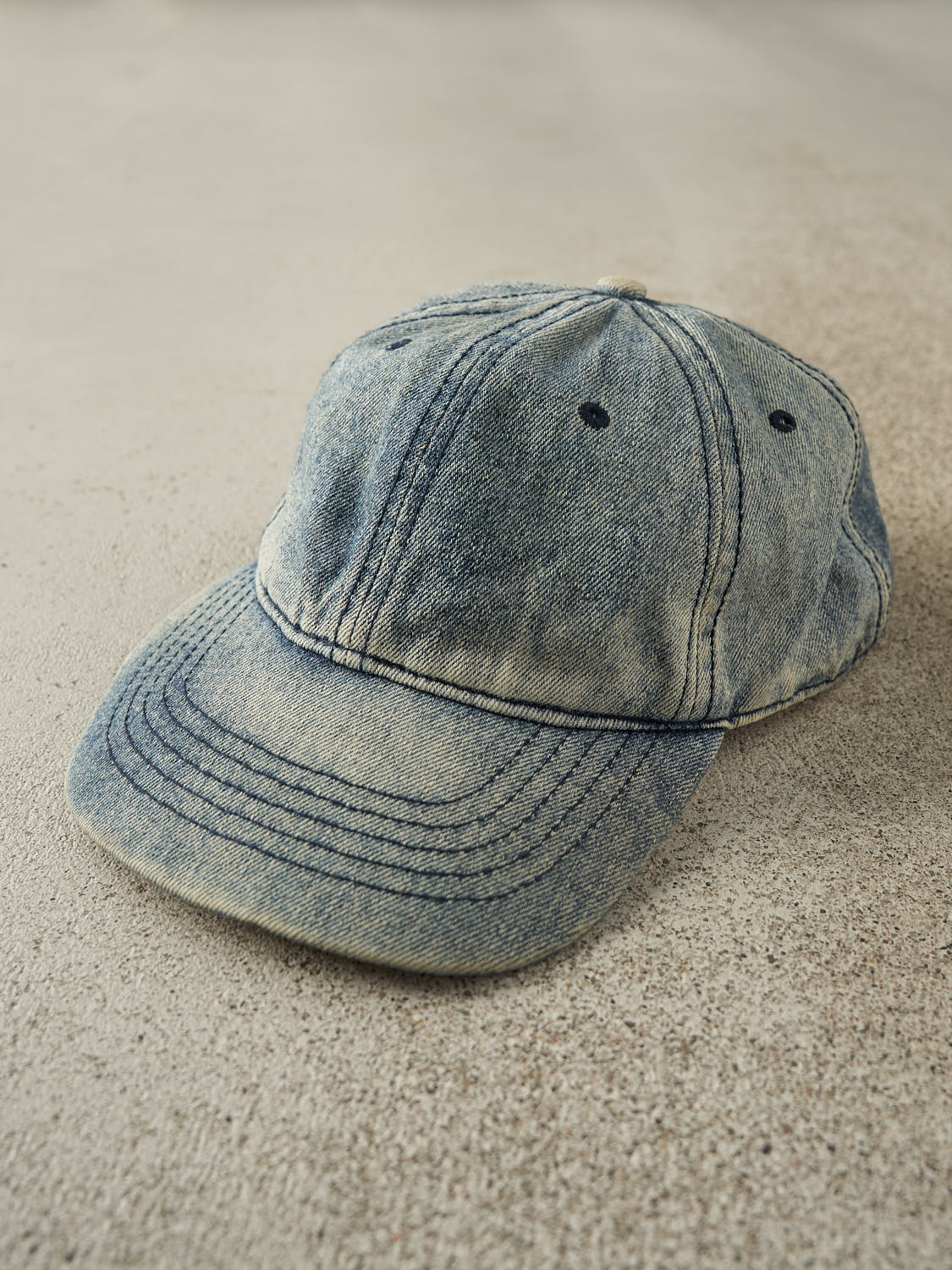 Vintage 90s Mid Wash Denim Leather Strapback (O/S)