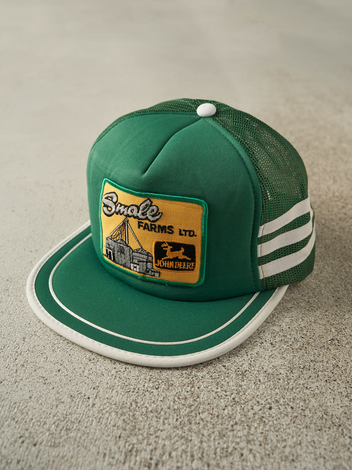 Vintage 80s Green John Deere Embroidered Foam Trucker Hat (O/S)