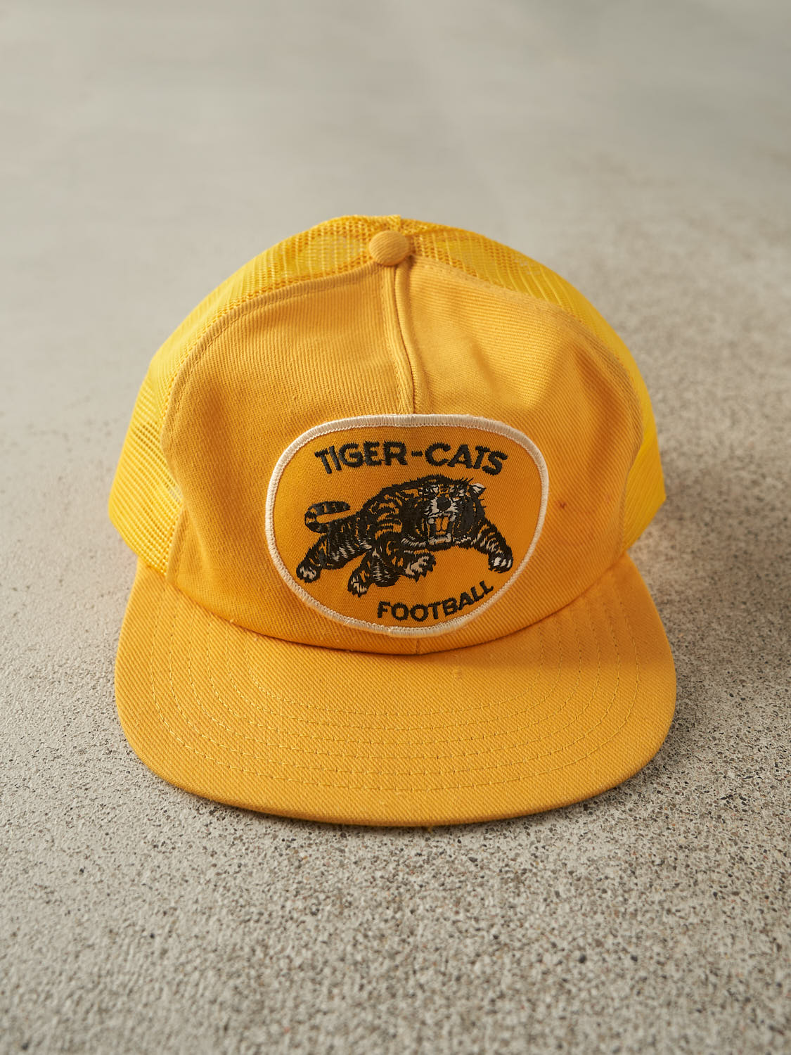 Vintage 80s Yellow Hamilton Tiger-Cats Embroidered Trucker Hat (O/S)