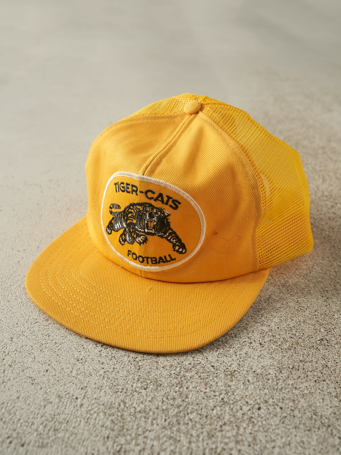 Vintage 80s Yellow Hamilton Tiger-Cats Embroidered Trucker Hat (O/S)