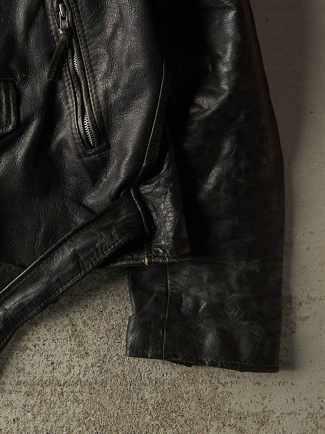 Vintage 80s Black Biker Leather Jacket (S)