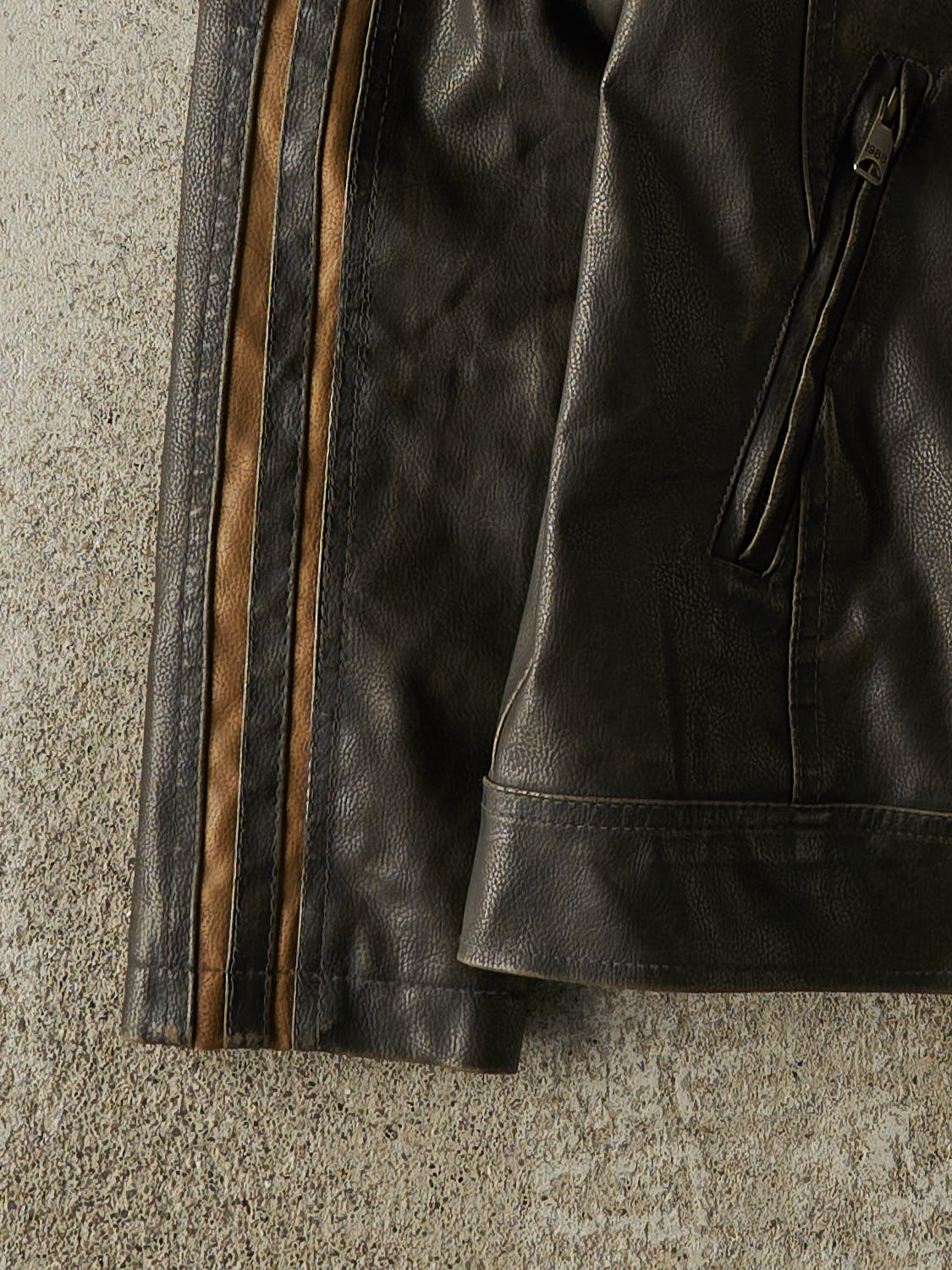 Vintage Y2K Brown Arizona Jeans Biker Leather Jacket (S)