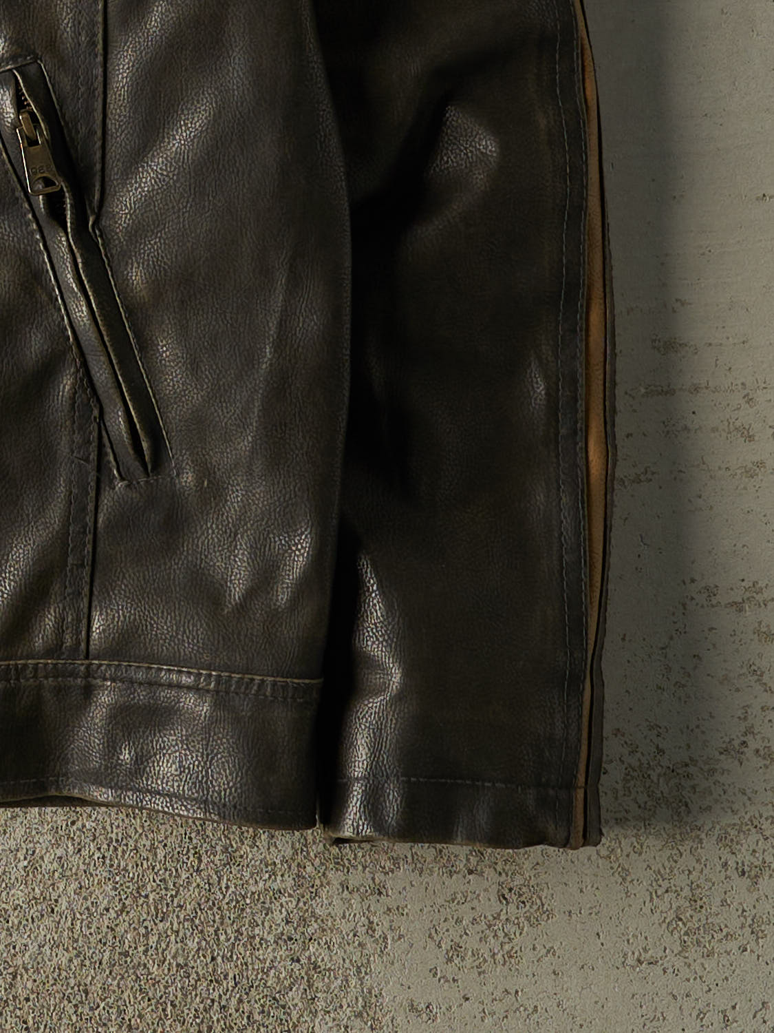 Vintage Y2K Brown Arizona Jeans Biker Leather Jacket (S)