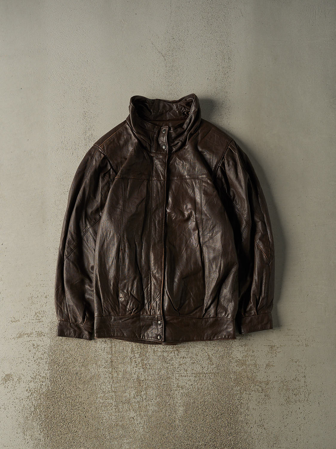 Vintage 90s Brown Leather Bomber Jacket (L/XL)