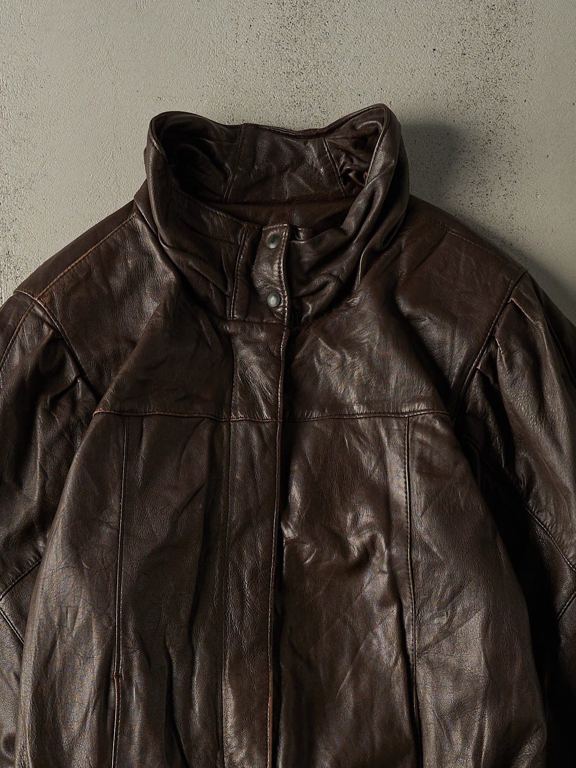 Vintage 90s Brown Leather Bomber Jacket (L/XL)