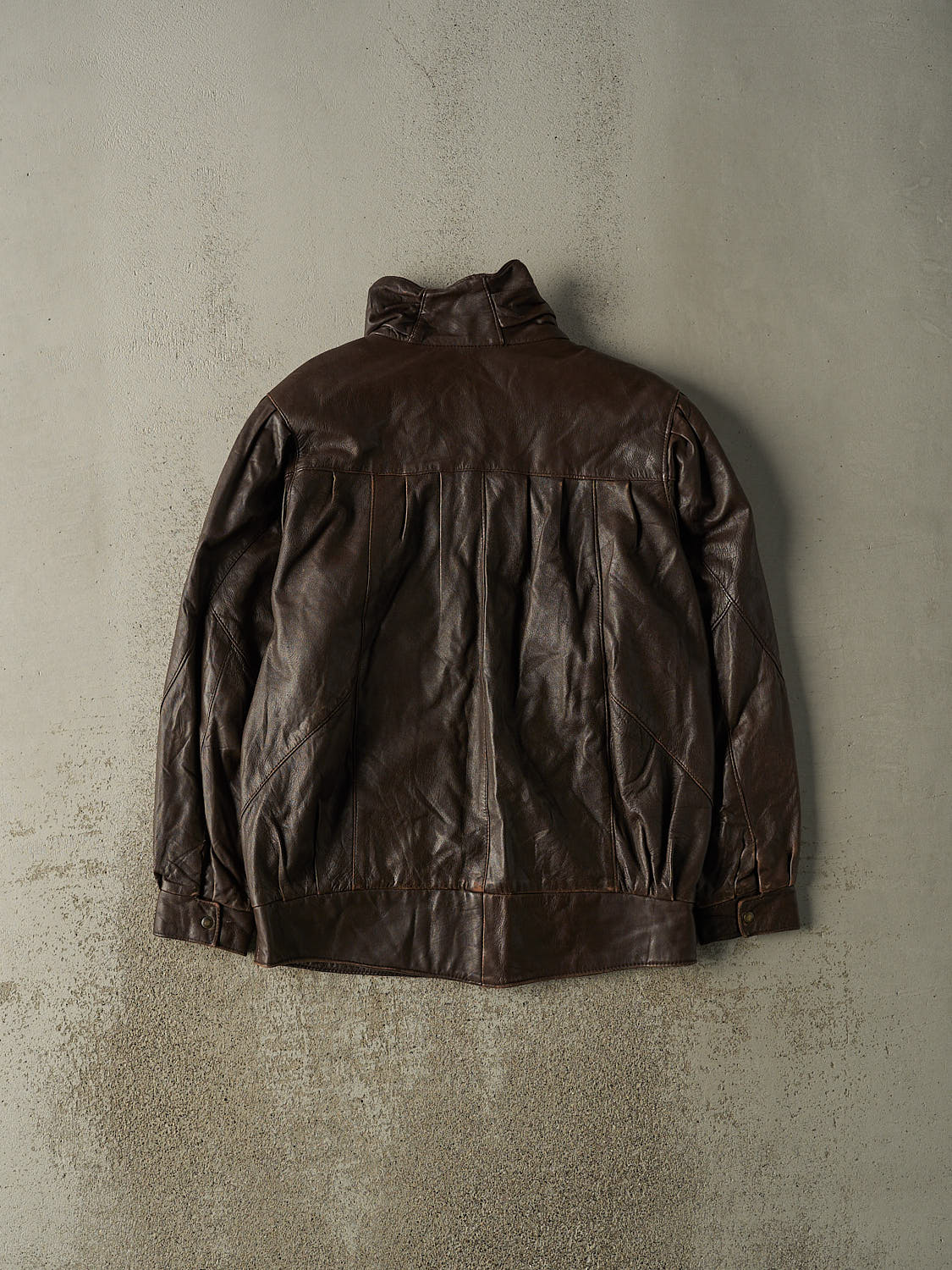 Vintage 90s Brown Leather Bomber Jacket (L/XL)