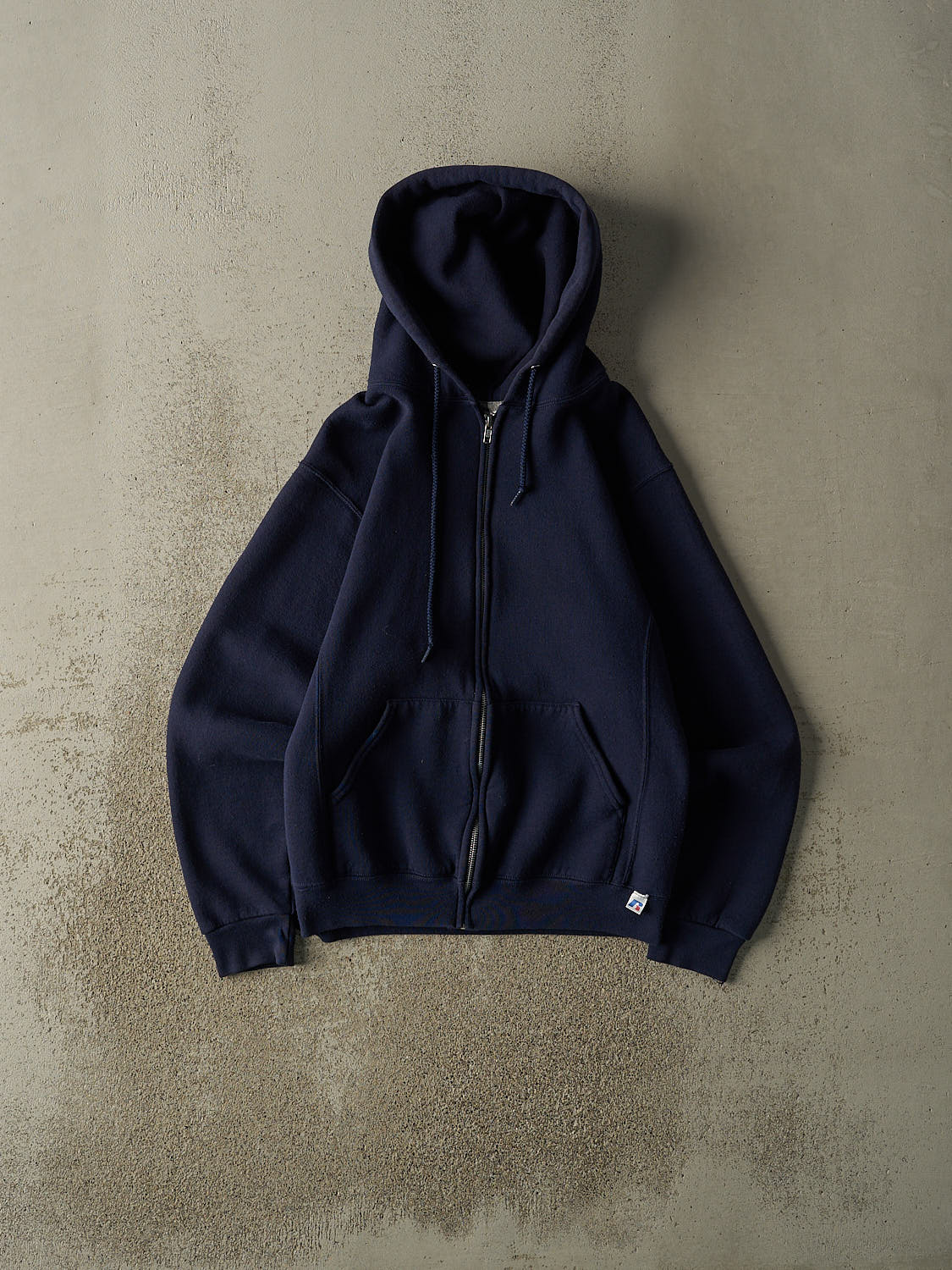 Vintage Y2K Navy Blue Russell Athletic Blank Zip Up Hoodie (S/M)