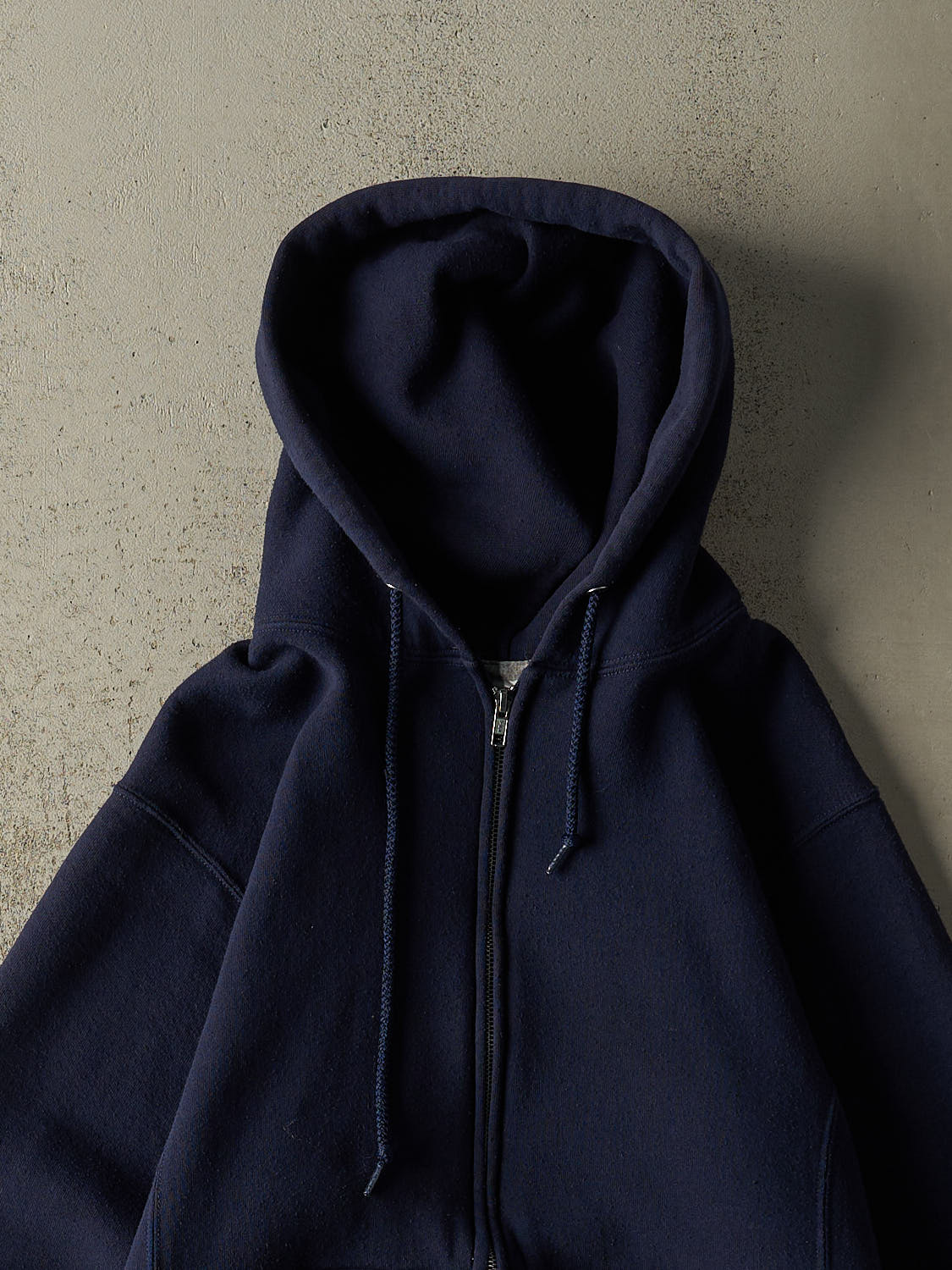Vintage Y2K Navy Blue Russell Athletic Blank Zip Up Hoodie (S/M)