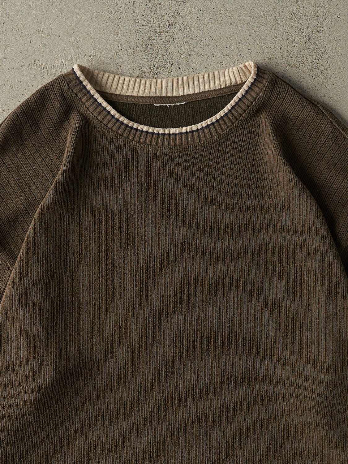Vintage 90s Green Striped Knit Pullover (L/XL)