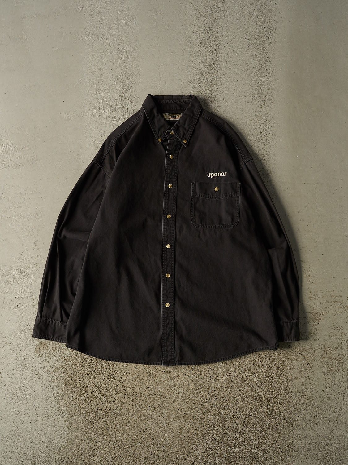Vintage 90s Black Embroidered Button Up Long Sleeve (XL/XXL)