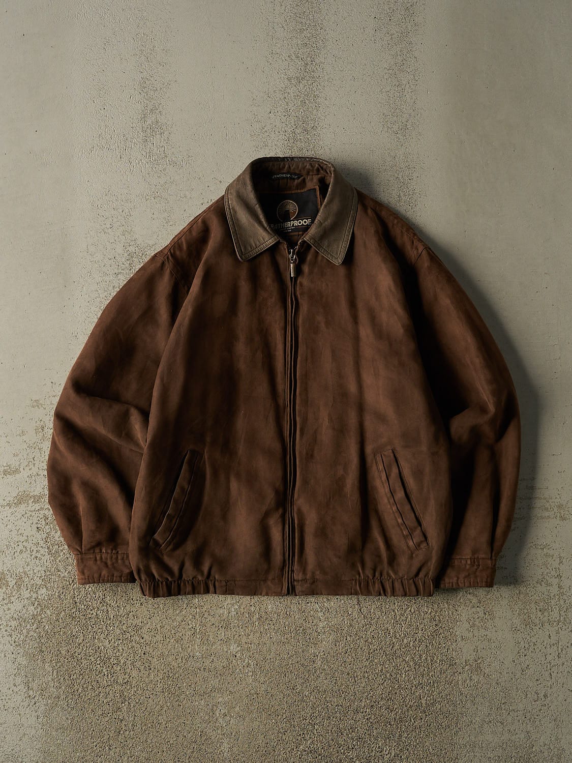 Vintage 90s Brown Weatherproof Suede Bomber Work Jacket (L)