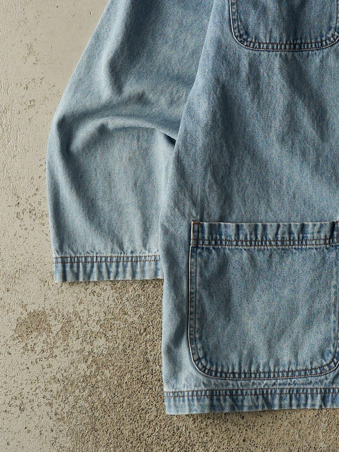 Vintage 90s Light Wash Denim Chore Button Up Long Sleeve (XL/XXL)