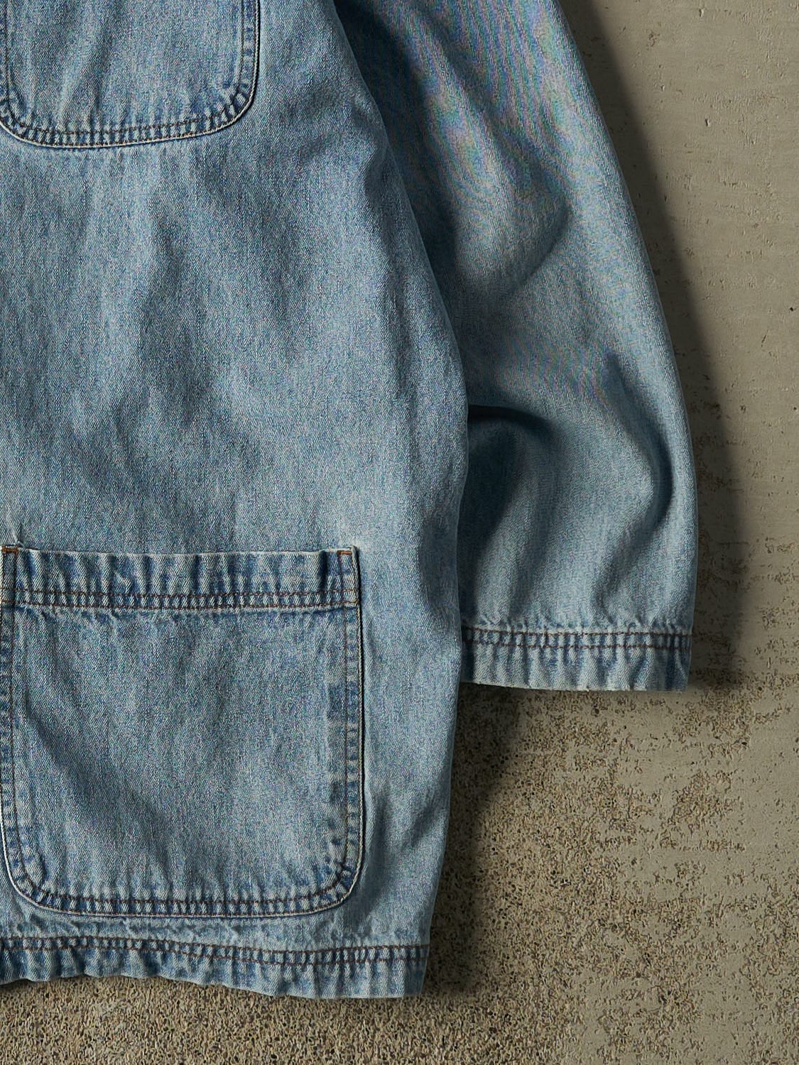 Vintage 90s Light Wash Denim Chore Button Up Long Sleeve (XL/XXL)