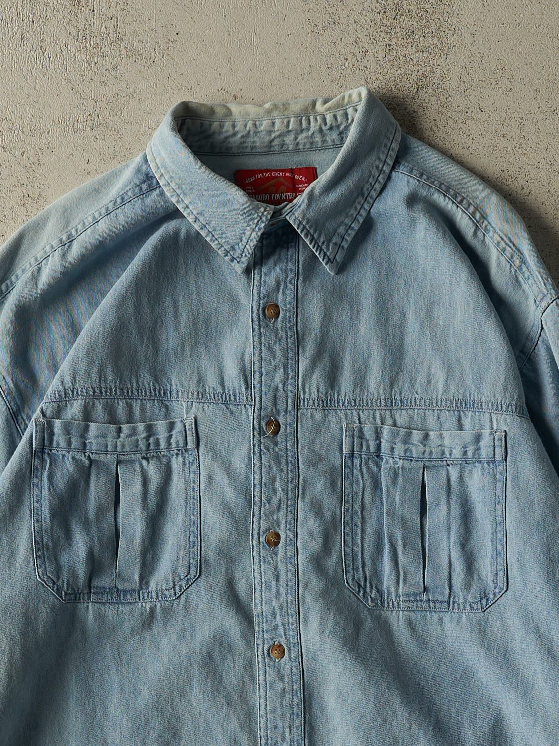 Vintage 90s Light Wash Marlboro Denim Button Up Long Sleeve (XL)