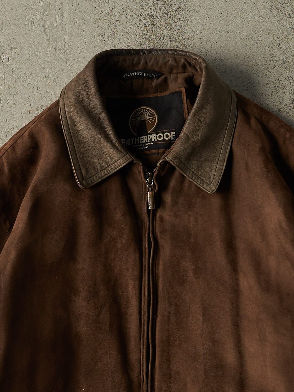 Vintage 90s Brown Weatherproof Suede Bomber Work Jacket (L)