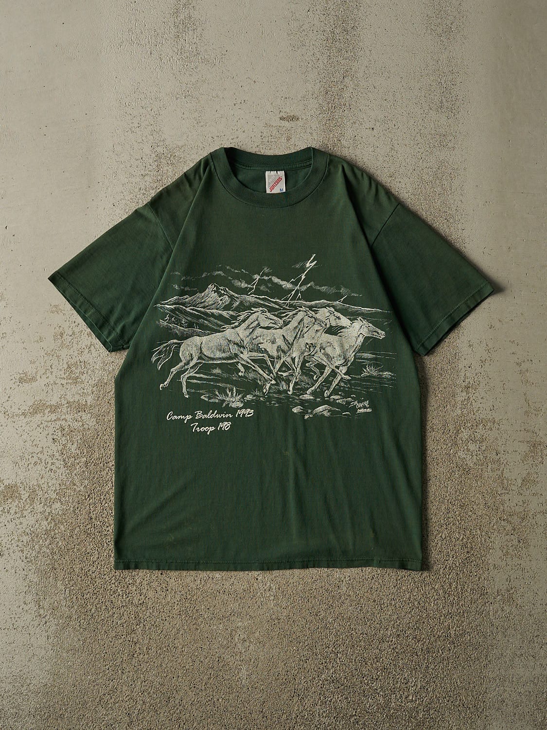 Vintage 93' Green Camp Baldwin Horse Art Tee (M/L)