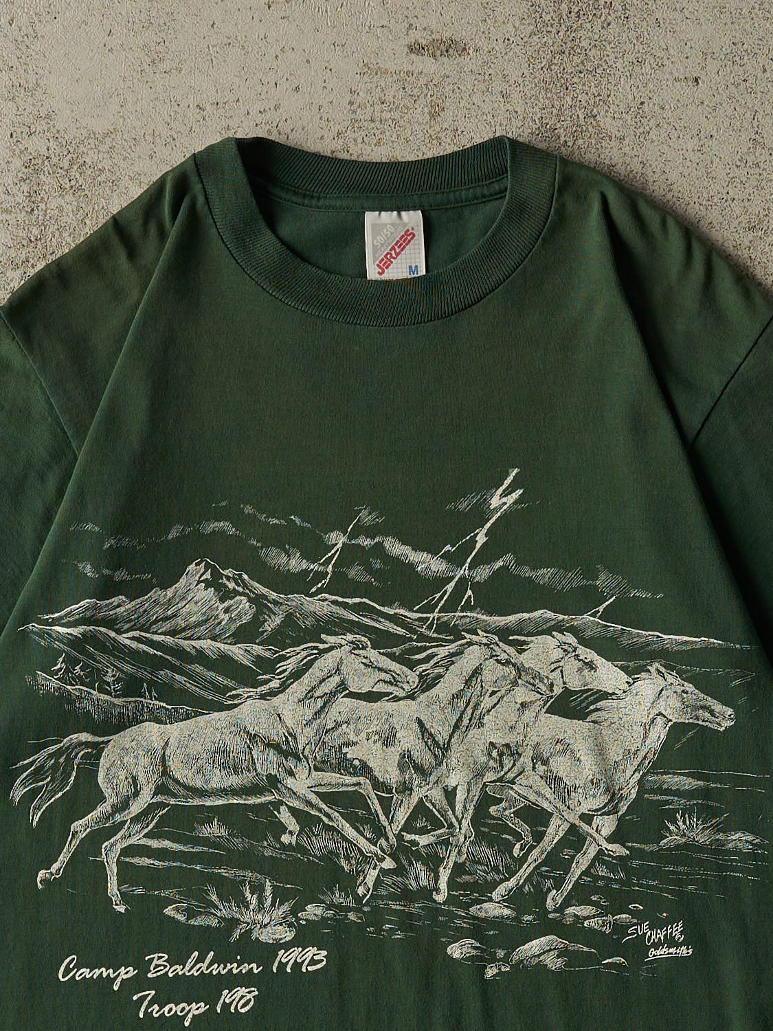 Vintage 93' Green Camp Baldwin Horse Art Tee (M/L)