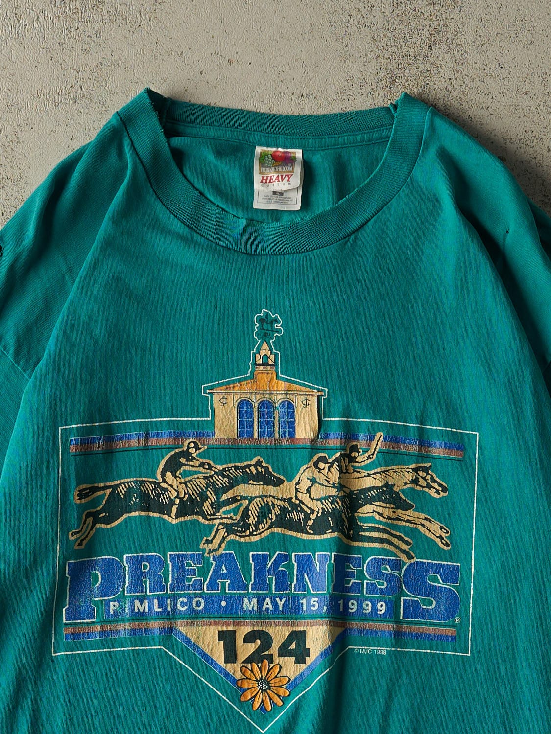 Vintage 99' Teal Preakness Pimlico Racing Tee (XL)