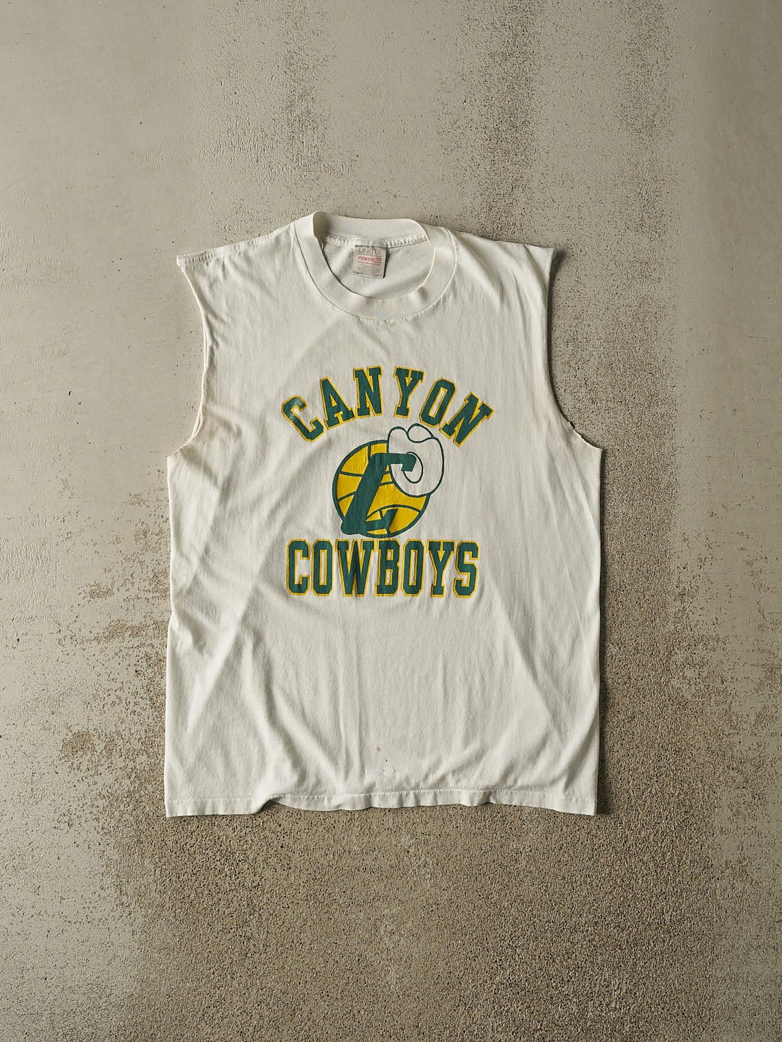Vintage 90s White Canyon Cowboys Cut Off Tee (L)
