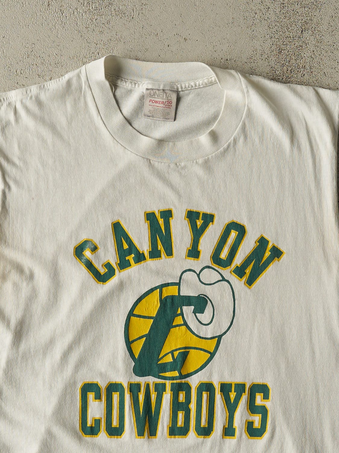 Vintage 90s White Canyon Cowboys Cut Off Tee (L)