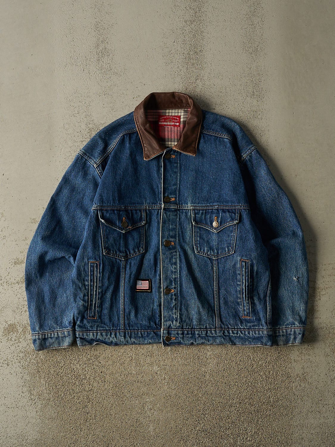Vintage 90s Dark Wash Marlboro Denim Jacket (M/L)