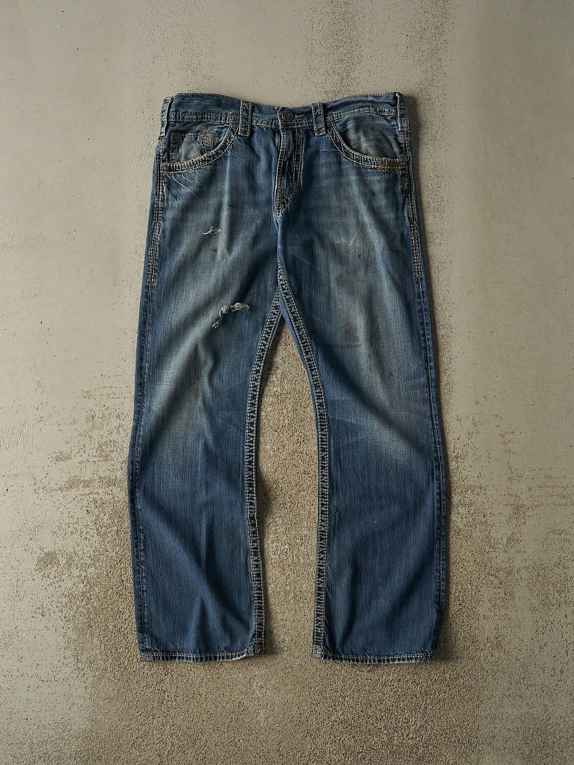 Vintage Y2K Dark Wash Silver Jeans Embroidered Jeans (34x31.5)