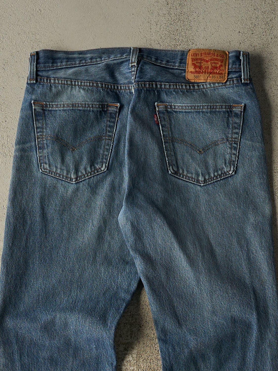 Vintage Y2K Dark Wash Levi's 501 Jeans (34x31)