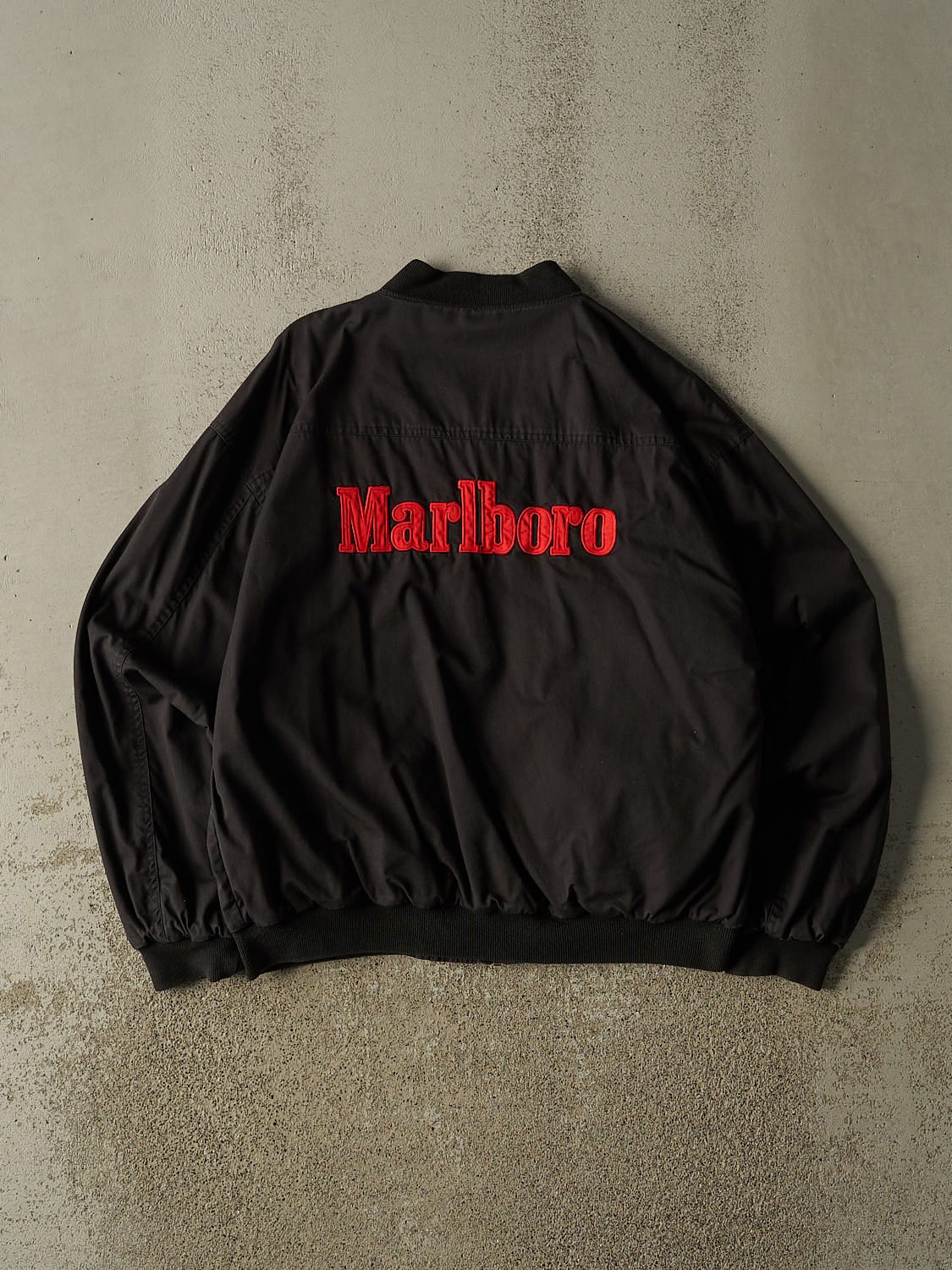 Vintage 90s Black Marlboro Reversible Bomber Jacket (L/XL)