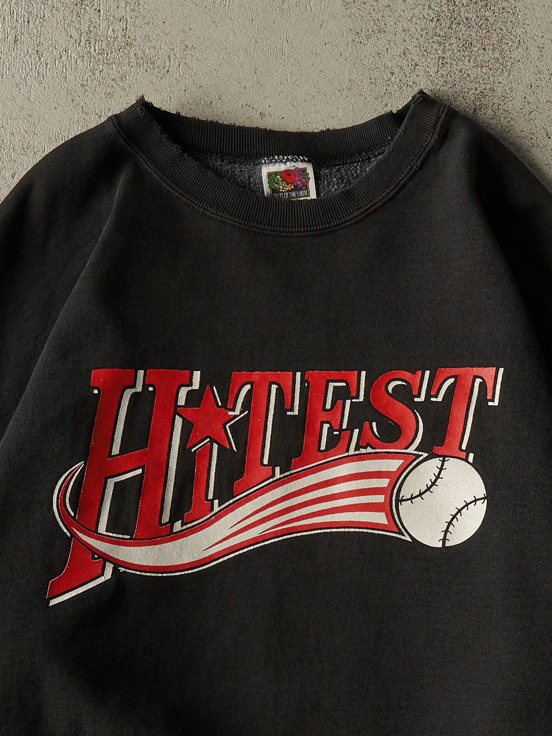 Vintage 90s Faded Black Hi Test Baseball Crewneck (L/XL)