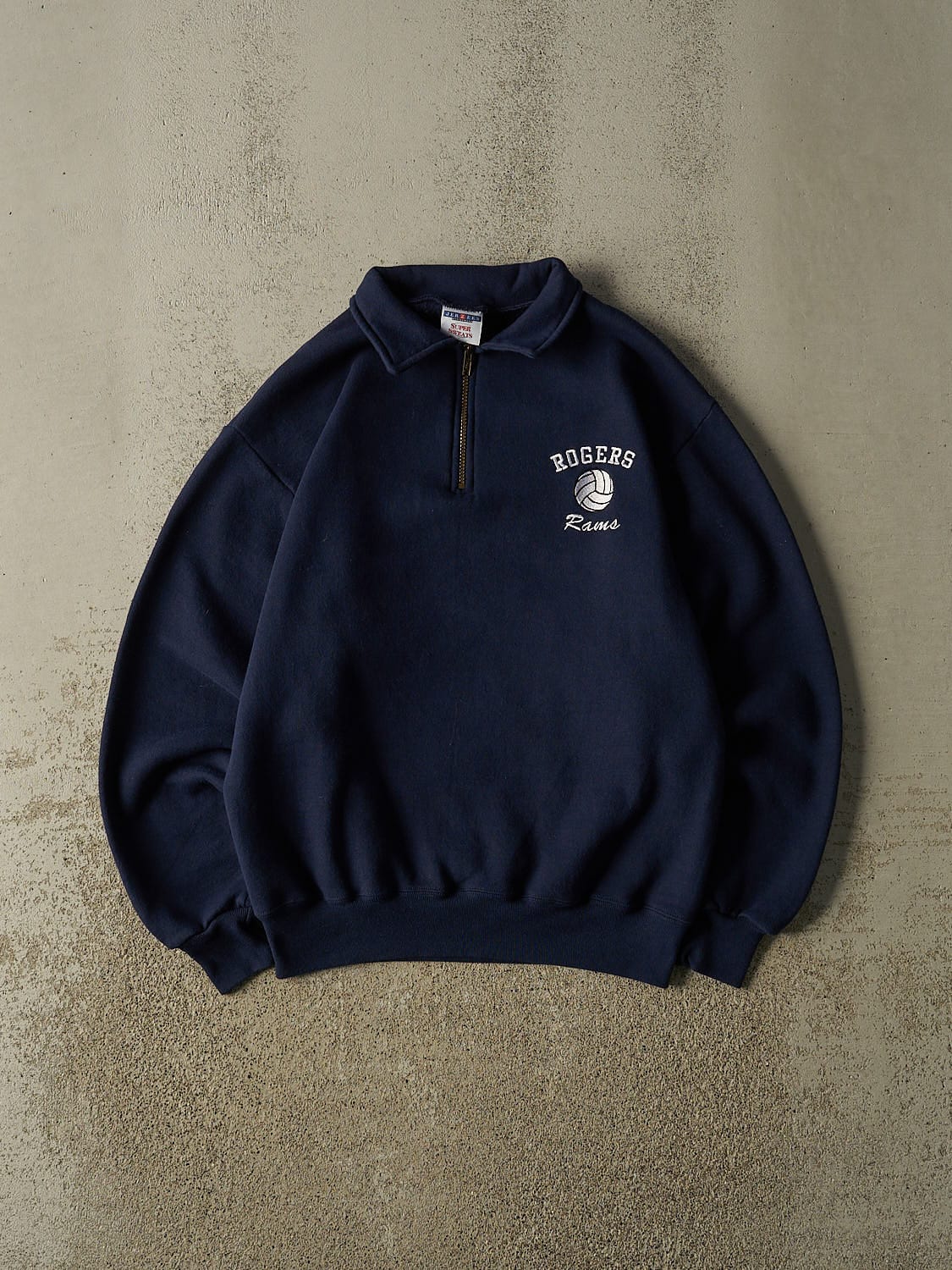 Vintage Y2K Navy Blue Rogers Rams Volleyball Embroidered Quarter Zip (S/M)