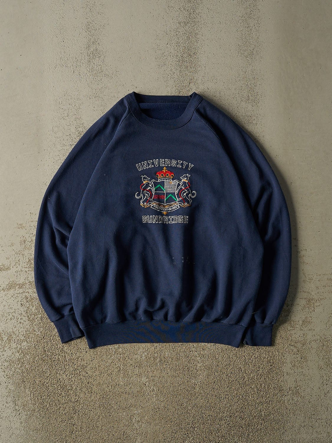 Vintage 80s Navy Blue Sundridge University Crewneck (L/XL)