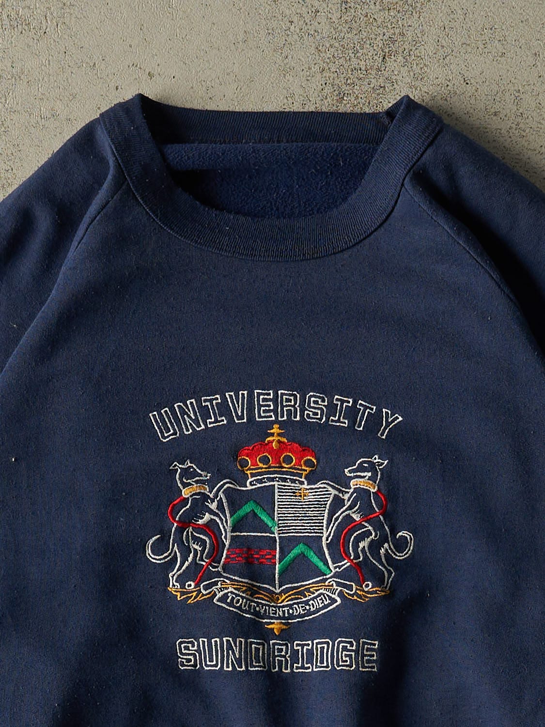 Vintage 80s Navy Blue Sundridge University Crewneck (L/XL)