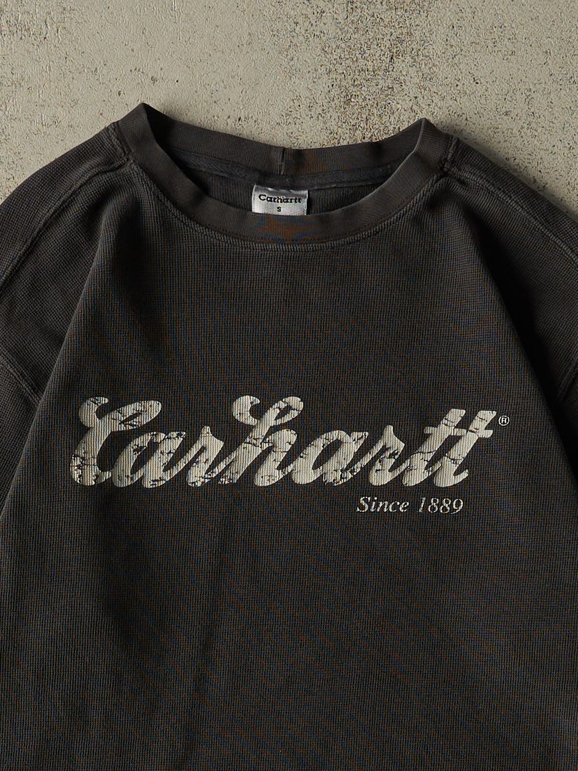 Vintage Y2K Faded Black Carhartt Thermal Long Sleeve (M/L)