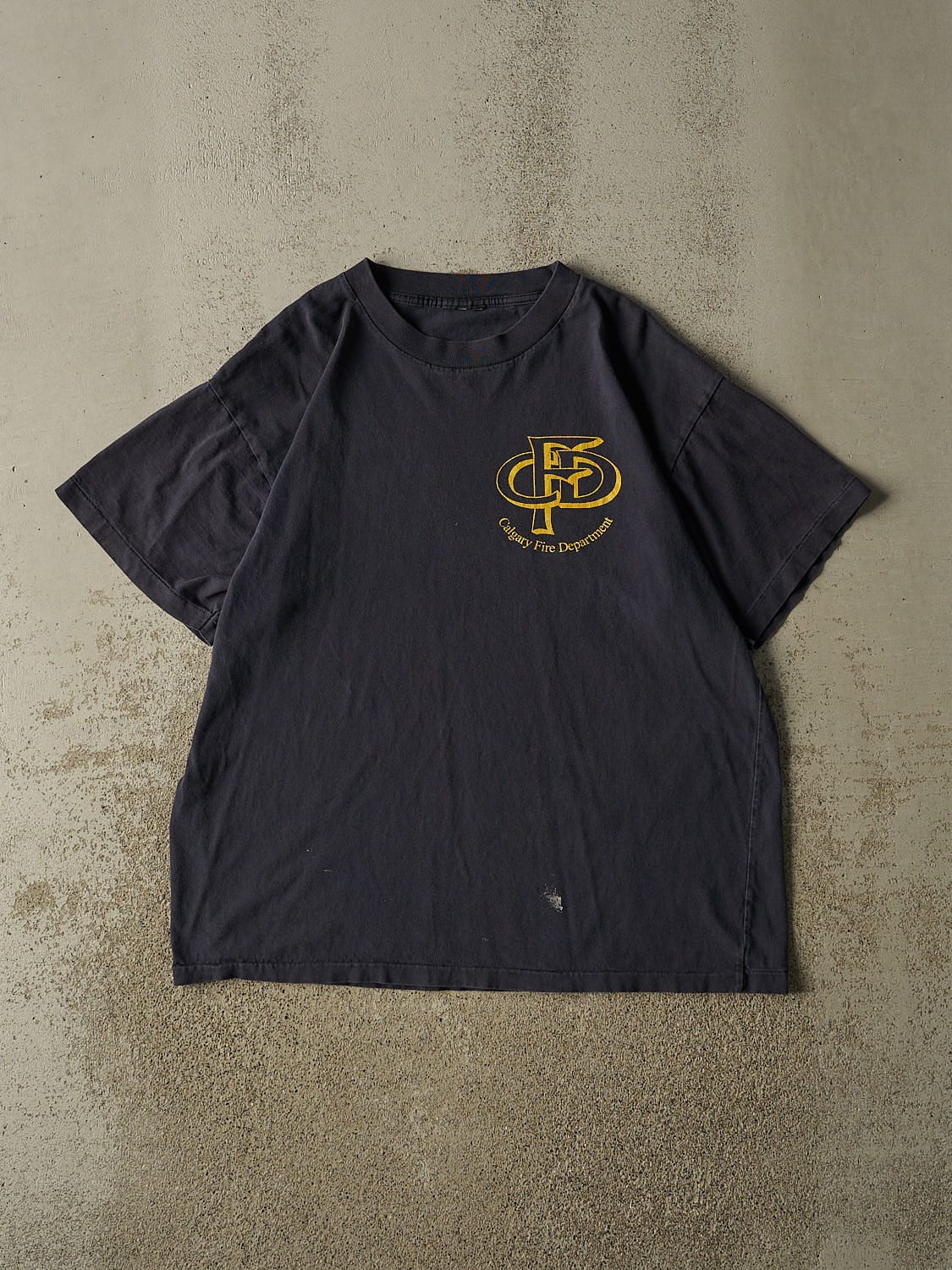 Vintage 90s Navy Blue Calgary Fire Dept Single Stitch Tee (L/XL)