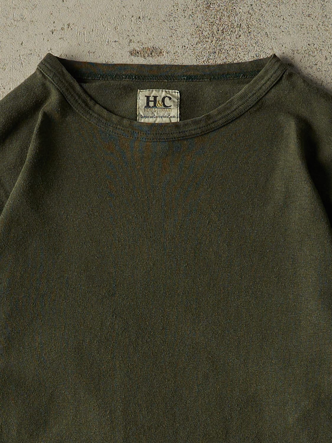 Vintage 90s Green Blank Long Sleeve (M/L)